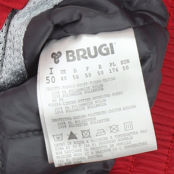 Brugi Men's Red Waterproof Ski Jacket Hooded Size 40 Regular Fit