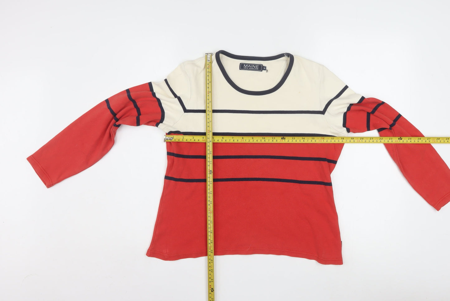 Maine New England Women’s Multicoloured Striped Cotton Long Sleeve T-Shirt Size 14