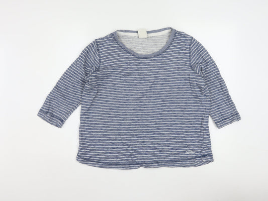 Weird Fish Women Blue Striped 3/4 Sleeve Cotton Jersey Top Size 12