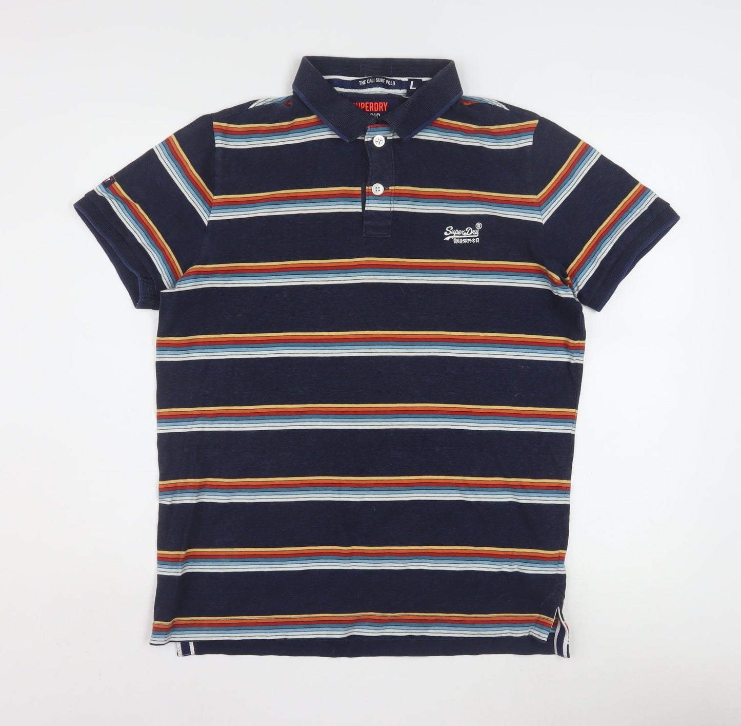 Superdry Men’s Blue Striped Classic Jersey Polo Shirt L