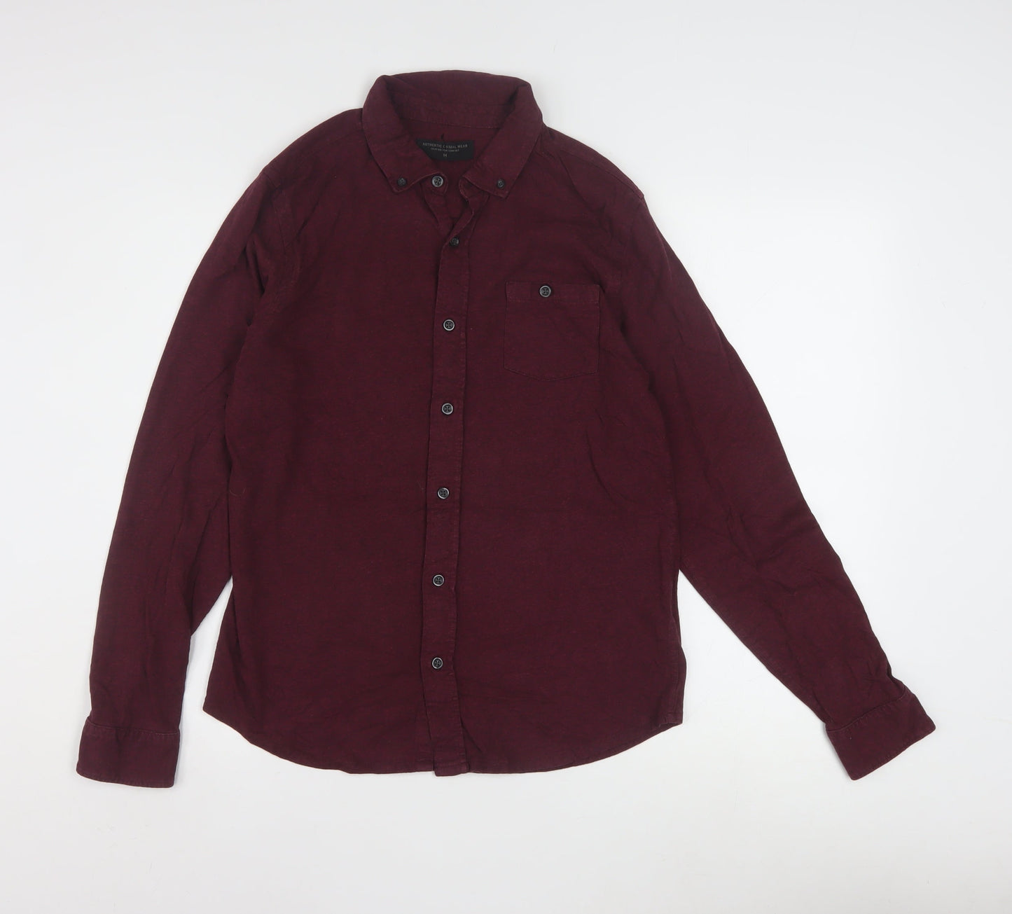 Authentic Casual Wear Men’s Red Button-Up Long Sleeve Shirt Medium