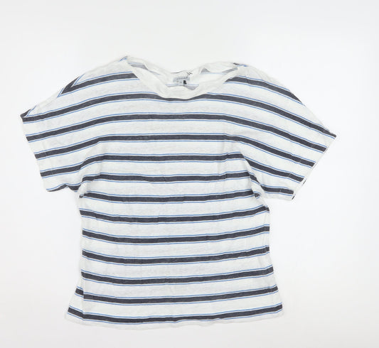 Jigsaw Women's Blue Striped Linen T-Shirt XS Relaxed Fit