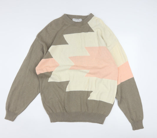 Classics by Caldwell Men's Beige Geometric Cotton Jumper L
