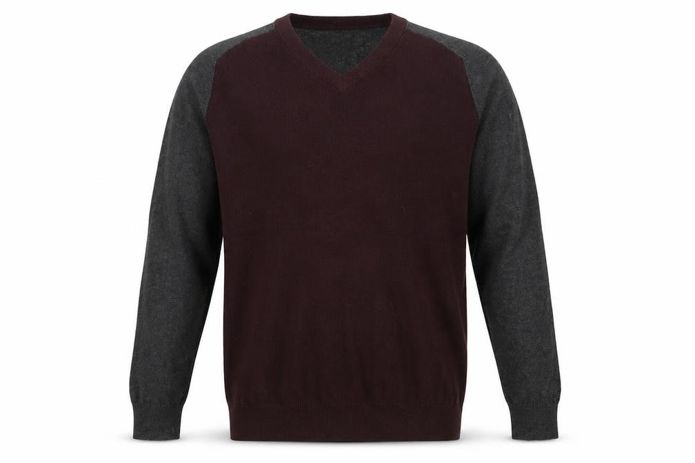 Perry Ellis Men's Multicoloured V-Neck Cotton Blend Jumper Size M