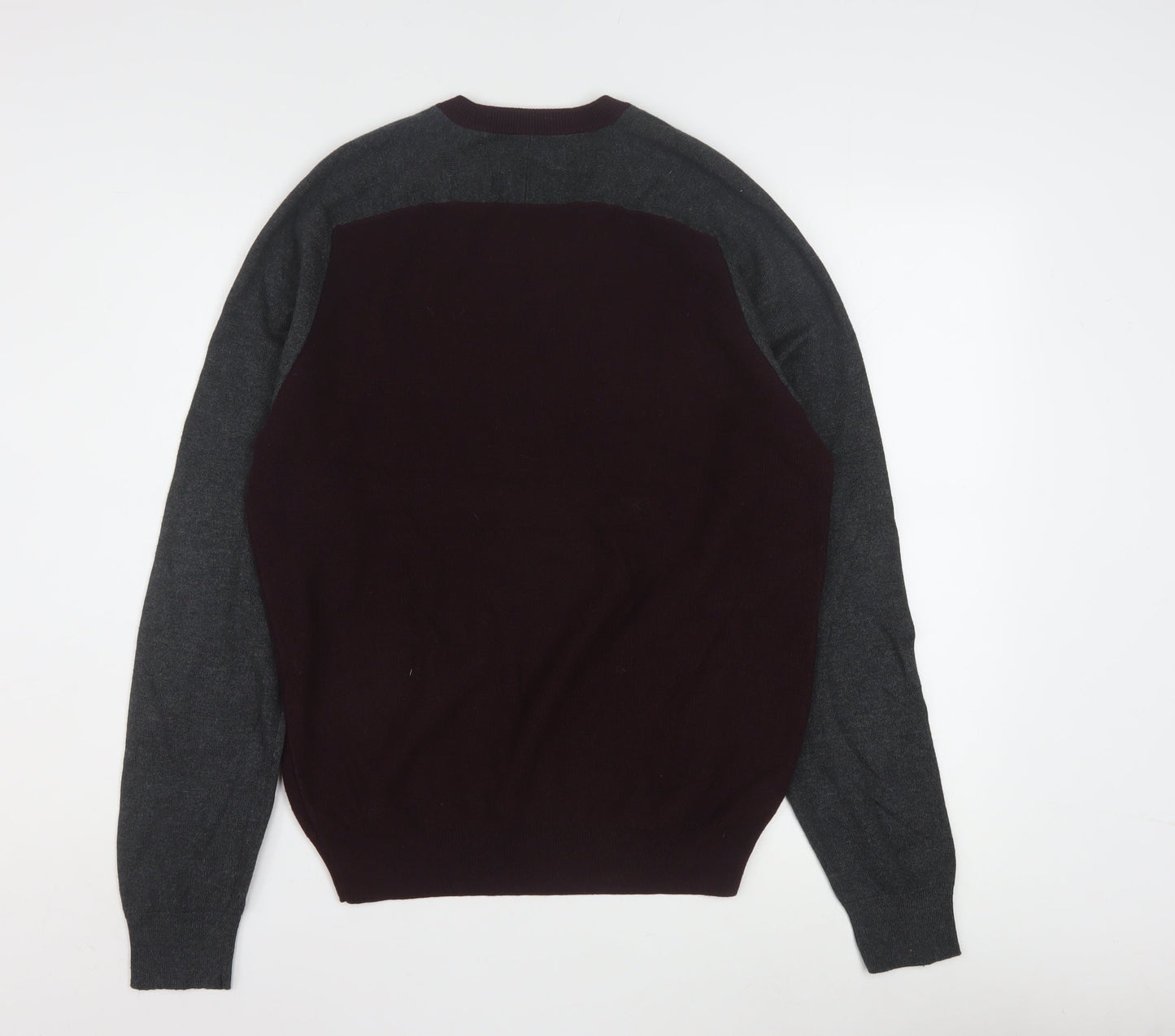 Perry Ellis Men's Multicoloured V-Neck Cotton Blend Jumper Size M