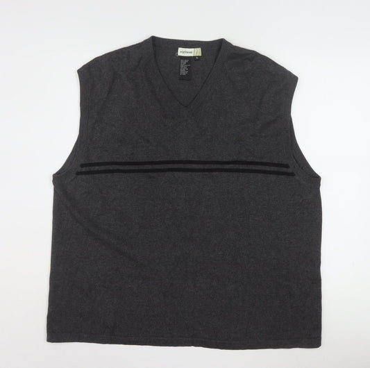 Eighteen Men's Grey Cotton V-Neck Sleeveless Vest XL