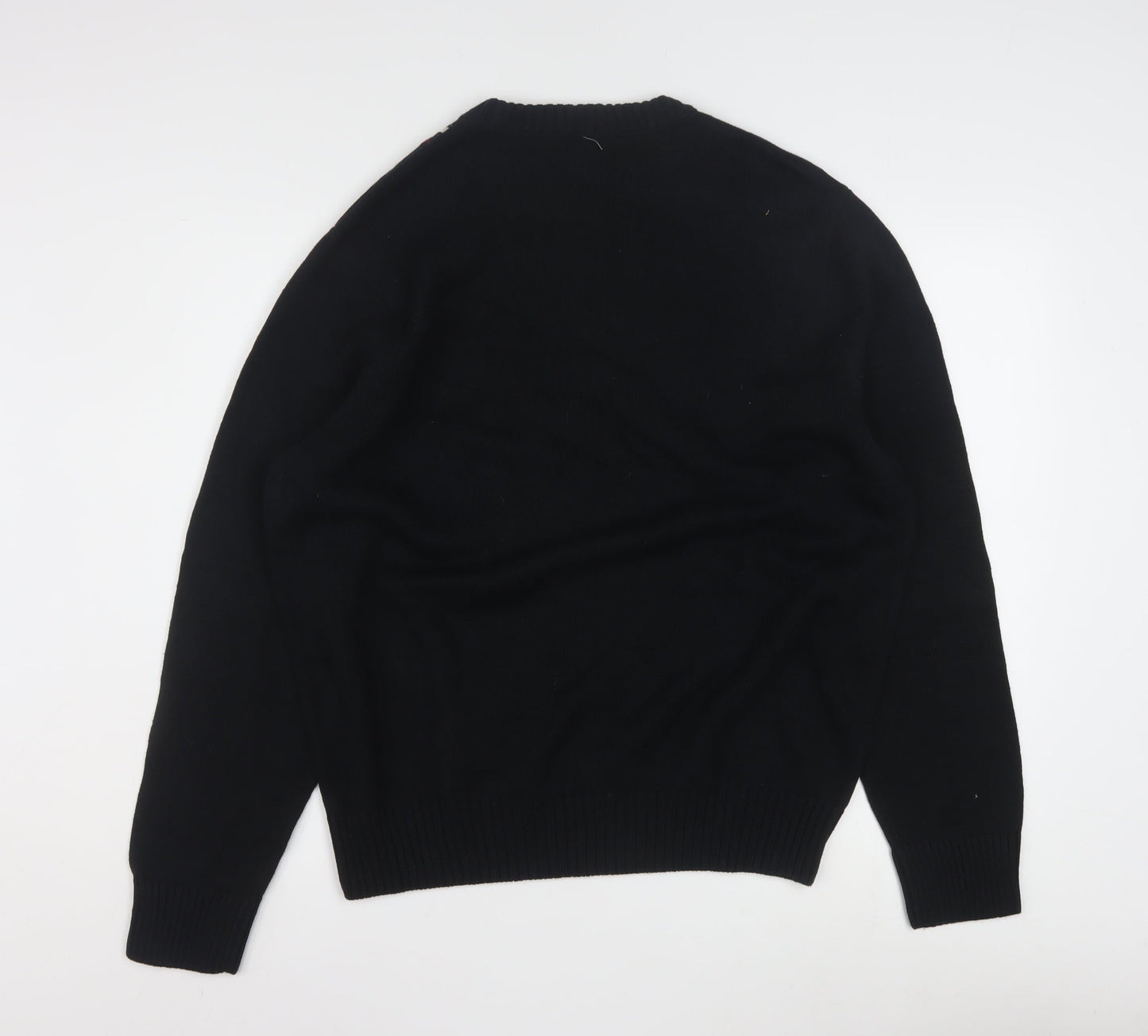 Dockers Men Black Check Cotton Crew Neck Pullover Jumper L