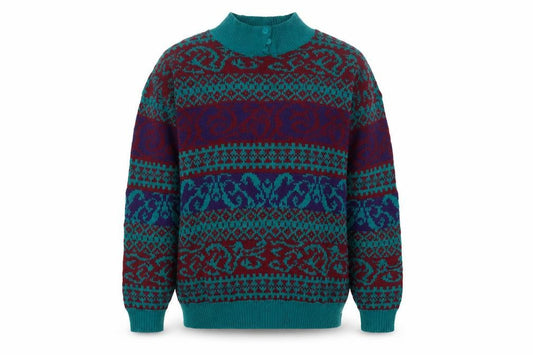 Gina Peters Men's Multicoloured Retro Mock Neck Pullover Jumper M