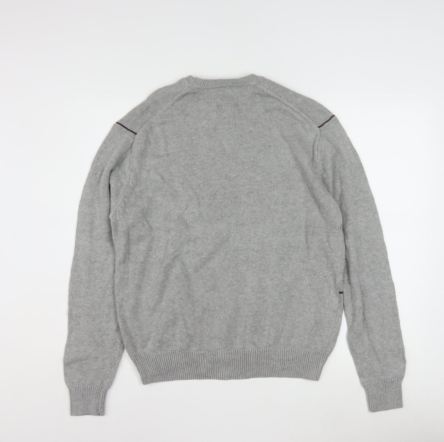 David Taylor Men's Grey Check Cotton Pullover Jumper Size S