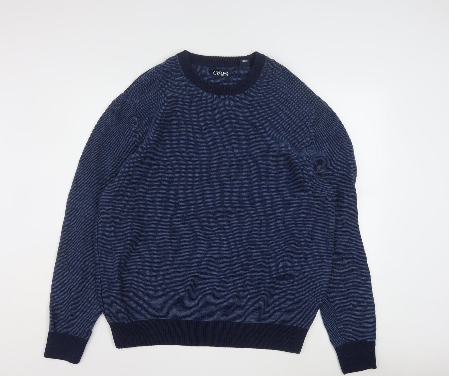 Chaps Men's Blue Cotton Waffle-Knit Crew Neck Jumper Size XL