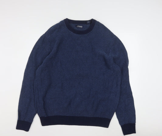 Chaps Men's Blue Cotton Waffle-Knit Crew Neck Jumper Size XL