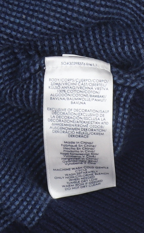 Chaps Men's Blue Cotton Waffle-Knit Crew Neck Jumper Size XL