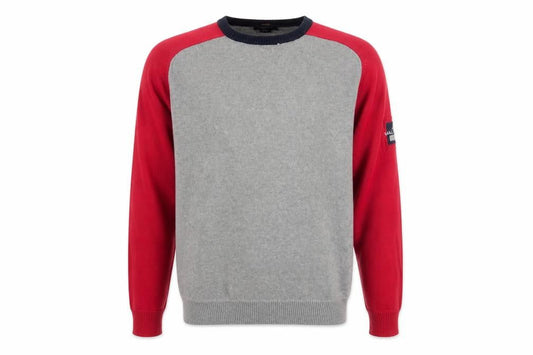 Nautica Men's Grey Red Cotton Crew Neck Pullover Jumper M