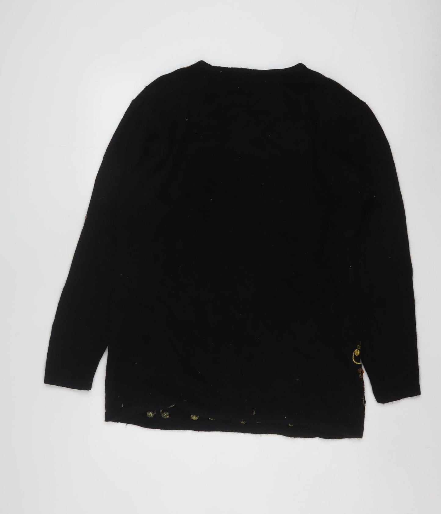 Karen Scott Women's Black Embellished Silk Blend Jumper L