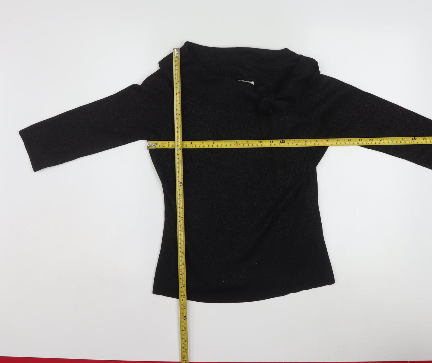 Joseph A. Womens Black Silk Cowl Neck 3/4 Sleeve Jumper Size M
