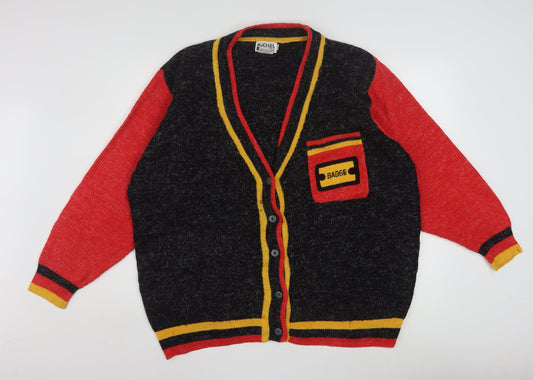 Michel Sport Men's Multicoloured Retro V-Neck Button Cardigan M