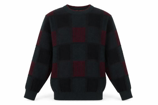 Rosso Cavalli Men's Black Checked Wool Pullover Jumper L Classic Fit
