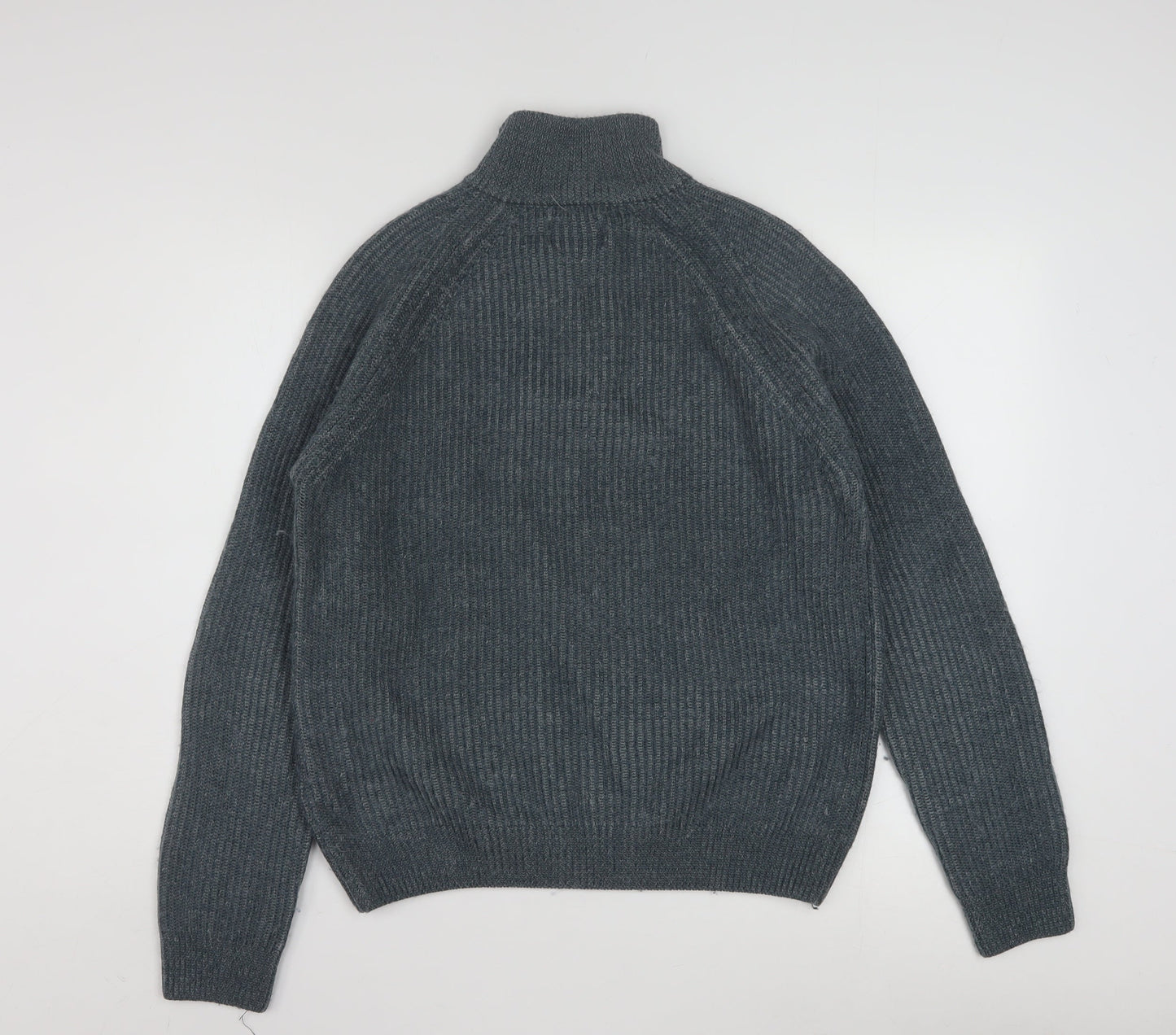 Lee Cooper Men’s Grey Wool Blend 1/4 Zip High Neck Jumper L