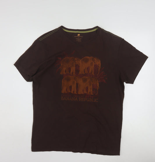 Banana Republic Men's Brown Elephant Graphic Organic Cotton T-Shirt M