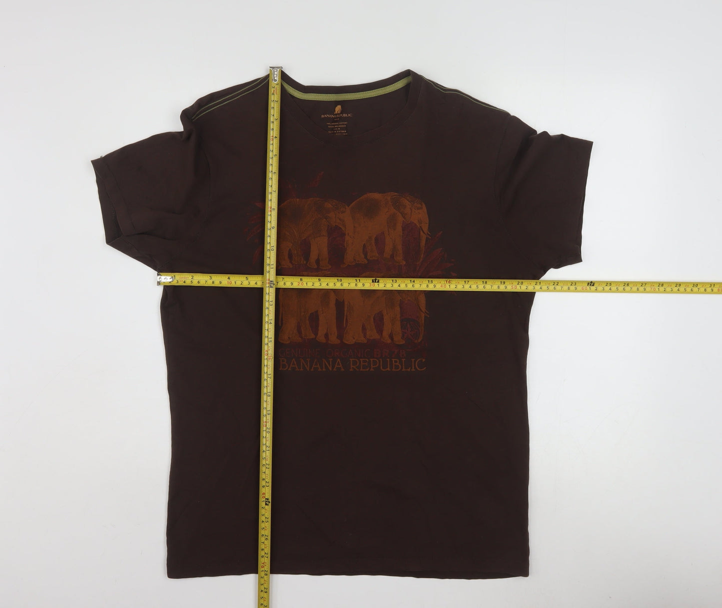 Banana Republic Men's Brown Elephant Graphic Organic Cotton T-Shirt M