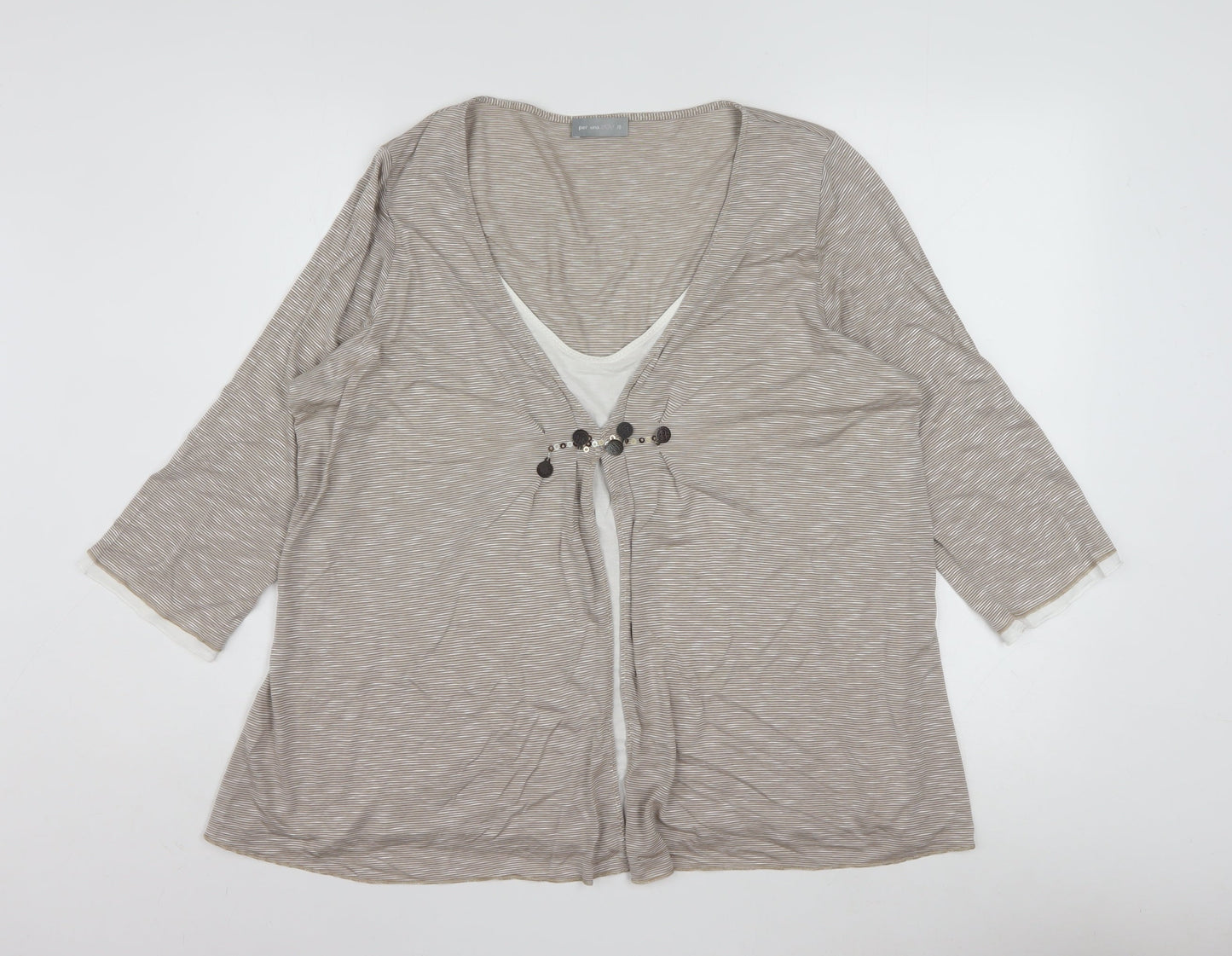 Marks and Spencer Per Una Women's Beige Striped Tunic Blouse Size 18