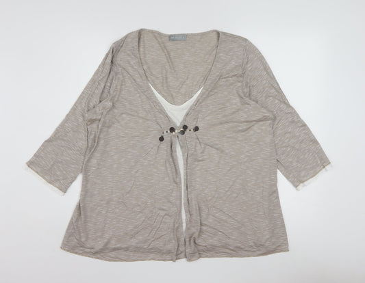 Marks and Spencer Per Una Women's Beige Striped Tunic Blouse Size 18