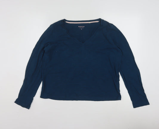 Boden Womens Blue V-Neck Long Sleeve Cotton Jersey Top Size M
