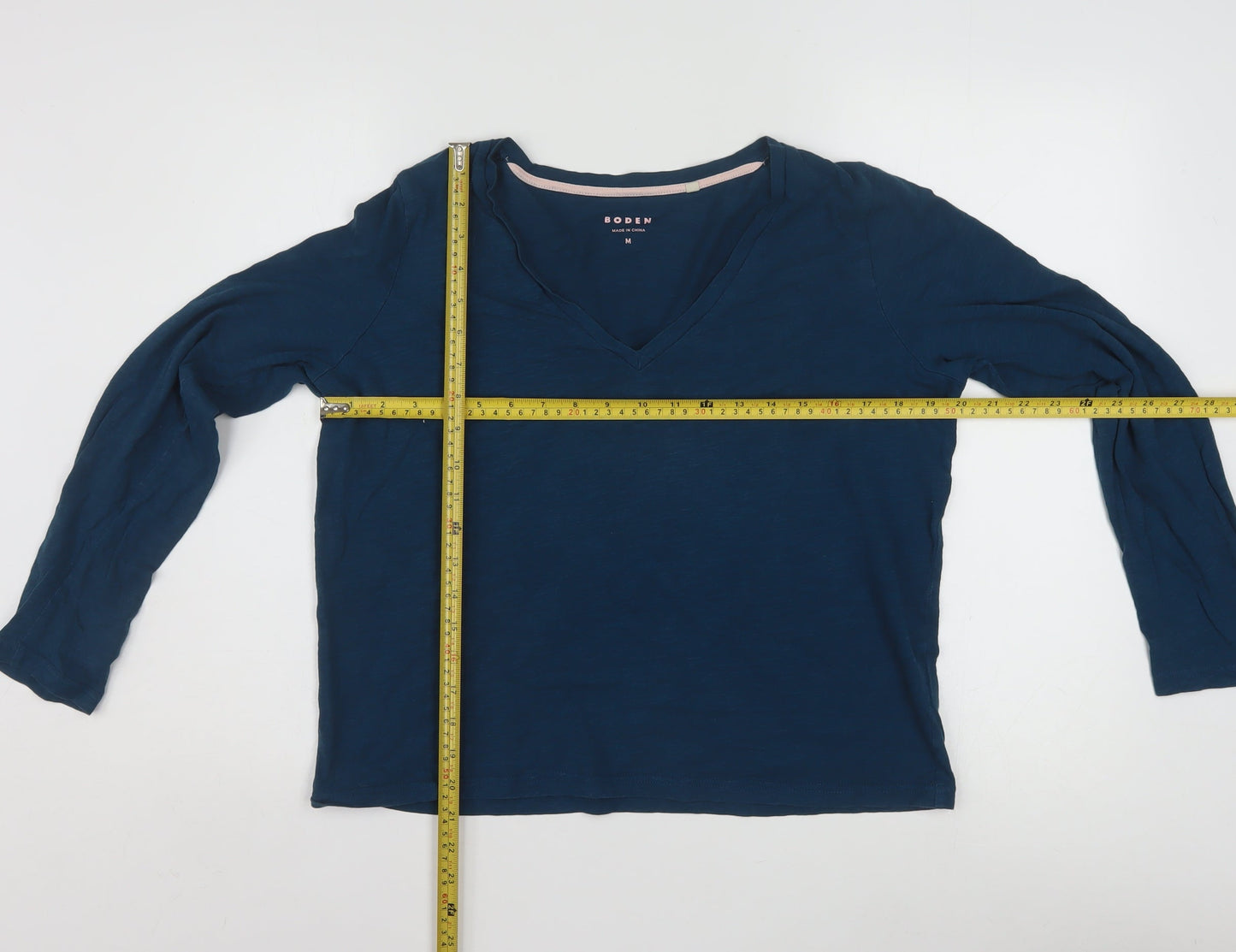 Boden Womens Blue V-Neck Long Sleeve Cotton Jersey Top Size M