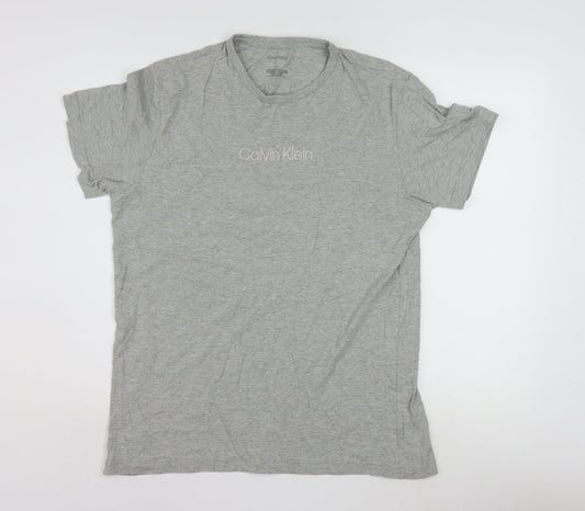 Calvin Klein Men's Grey Crew Neck Cotton Blend T-Shirt M