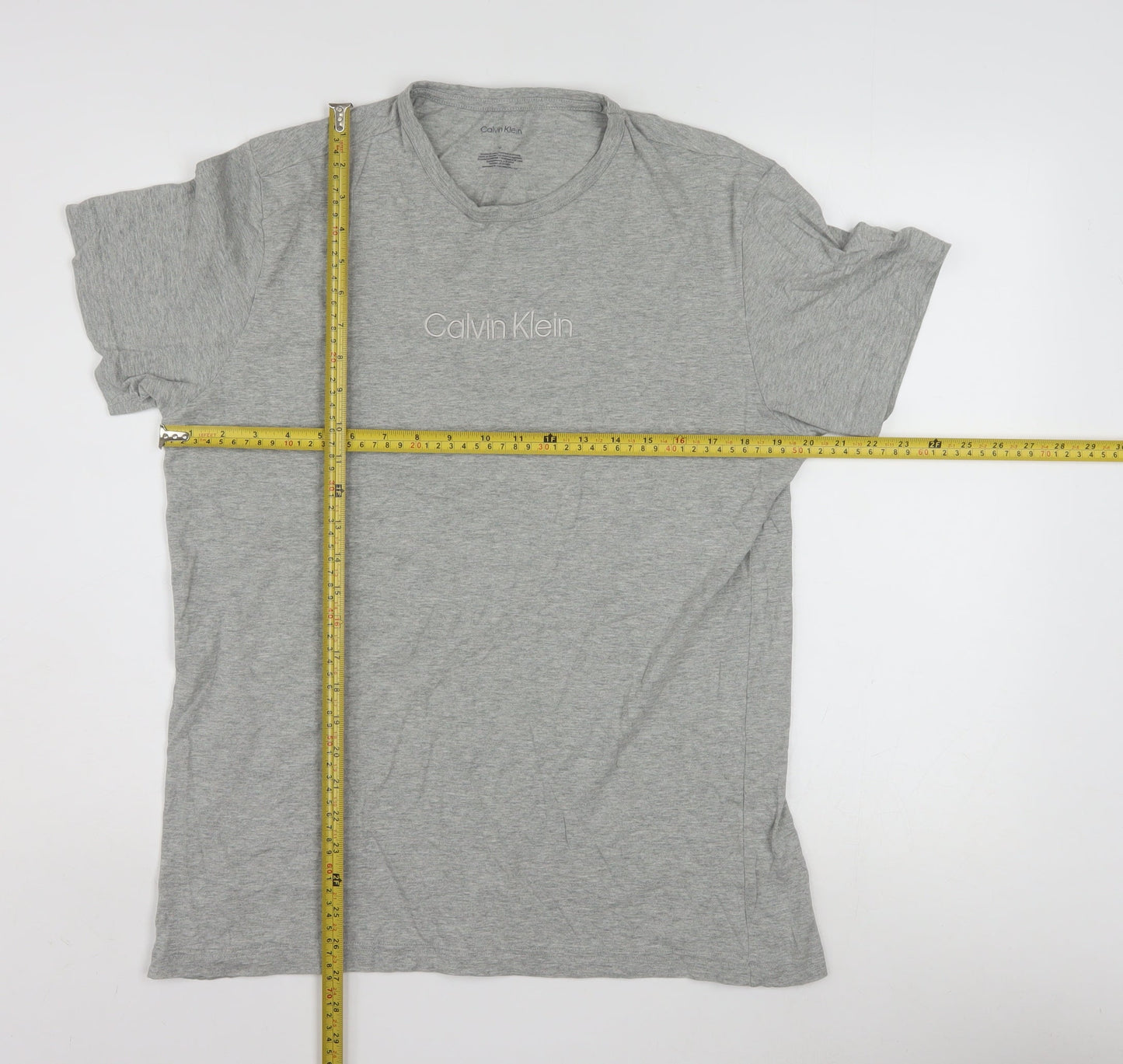 Calvin Klein Men's Grey Crew Neck Cotton Blend T-Shirt M