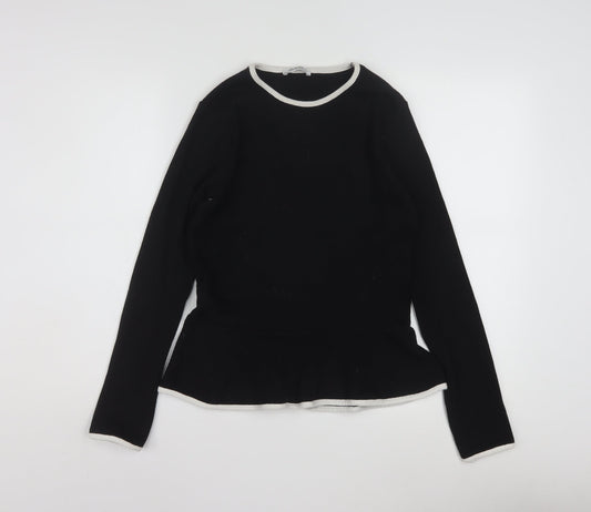 Zara Trafaluc Womens Black Long Sleeve Basic Stretch Top Size 10
