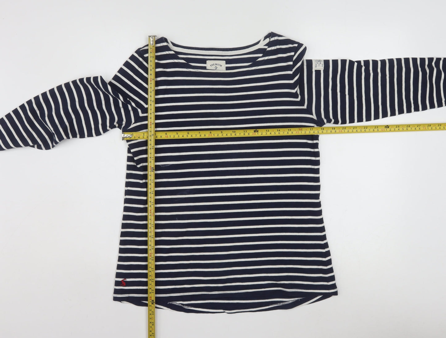 Joules Women Blue Striped Cotton Long Sleeve Nautical T-Shirt UK 12