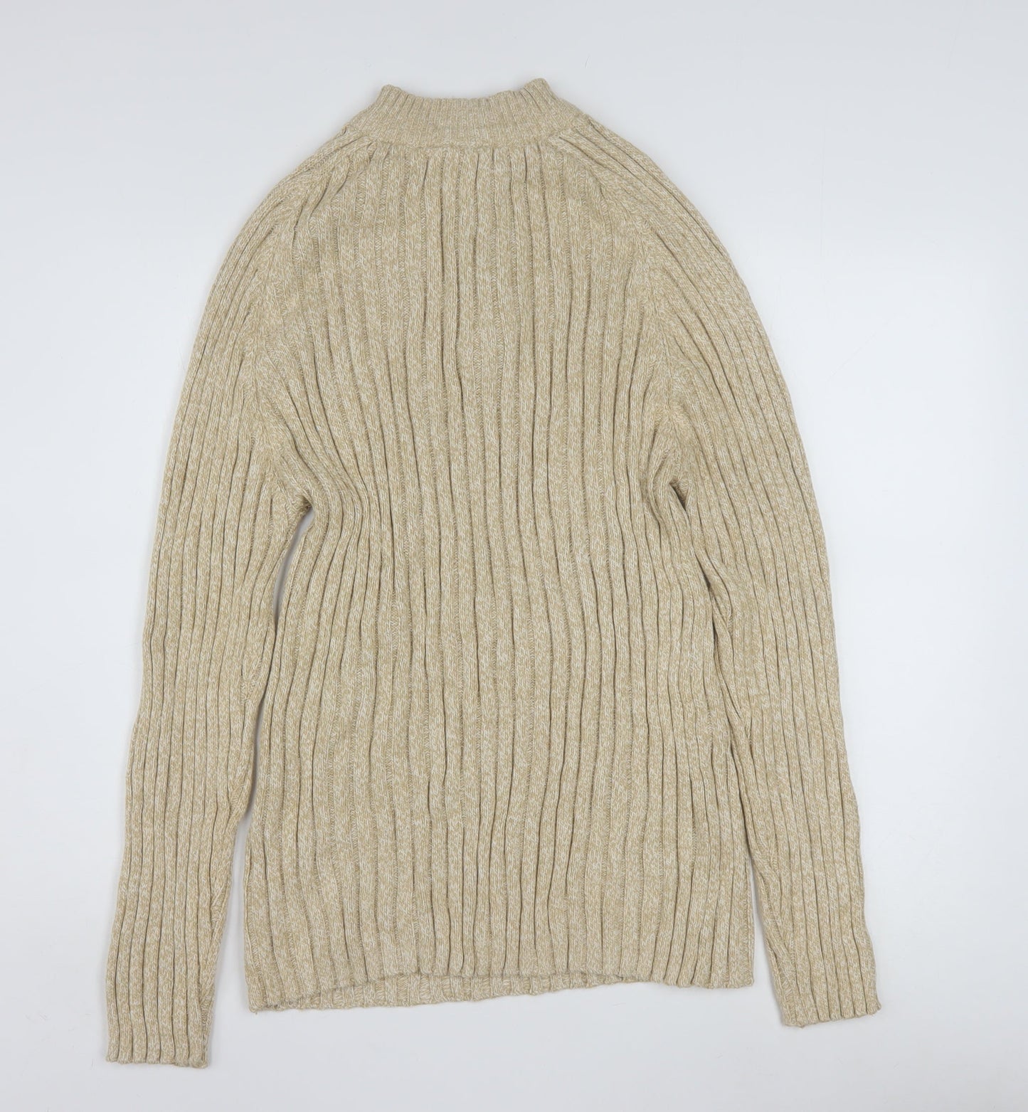 Faded Glory Men’s Beige XL 1/4 Zip Mock Neck Chunky Knit Jumper