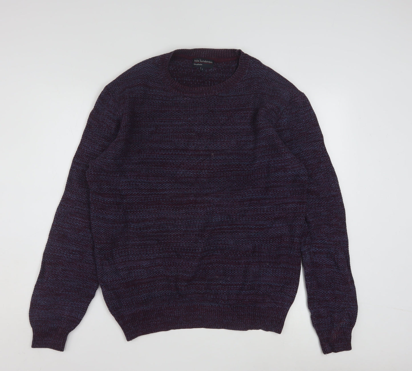 Nils Sundström Men’s Purple Cotton Knit Crew Neck Jumper L