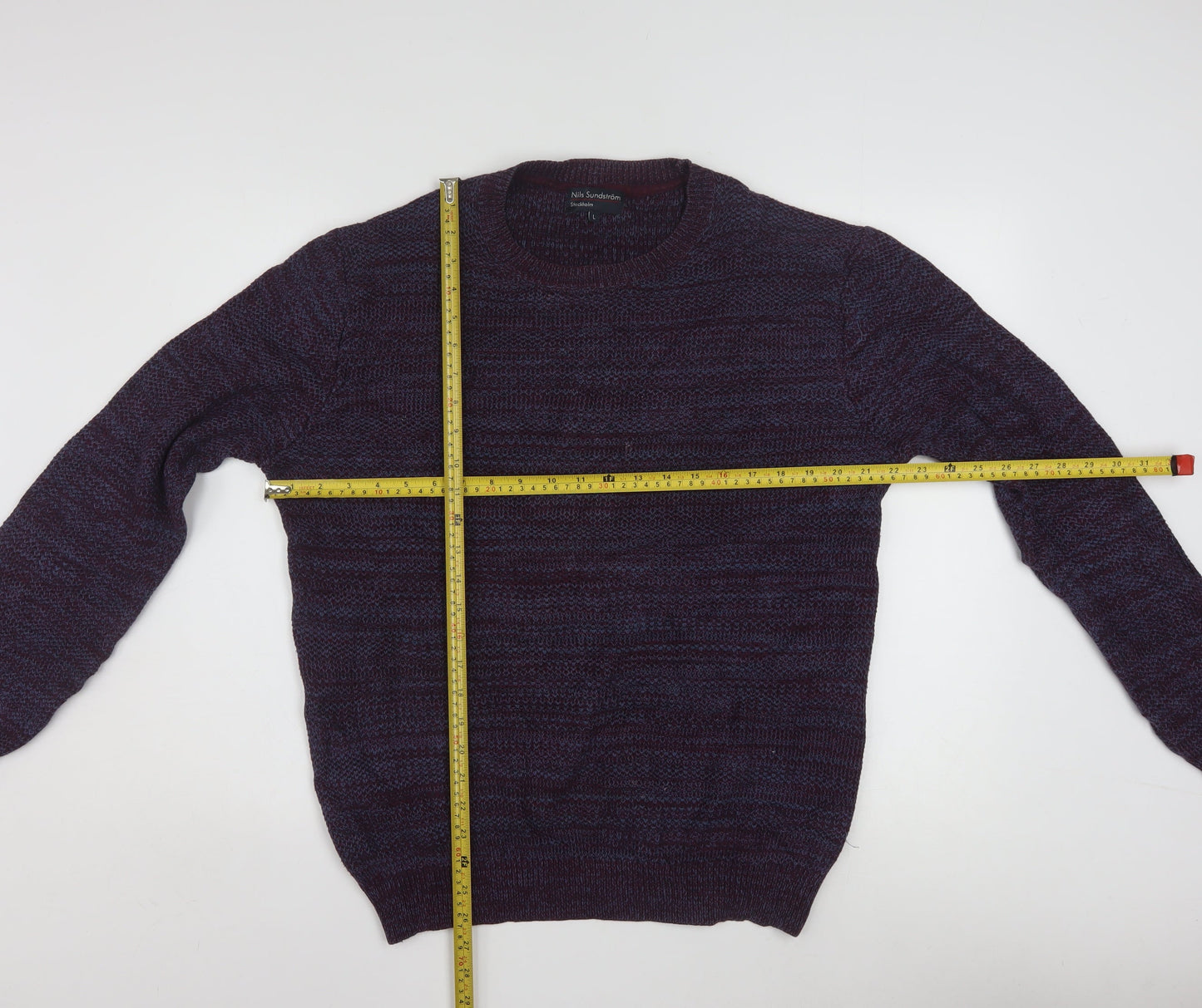 Nils Sundström Men’s Purple Cotton Knit Crew Neck Jumper L
