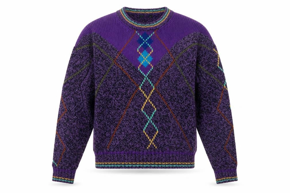 Colours by Alexander Julian Men's Purple Argyle Knit Jumper L