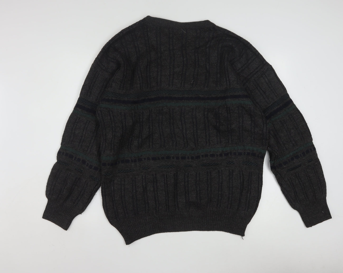 Rapp Knitwear Men's Grey Wool Blend Cable Pullover Jumper L