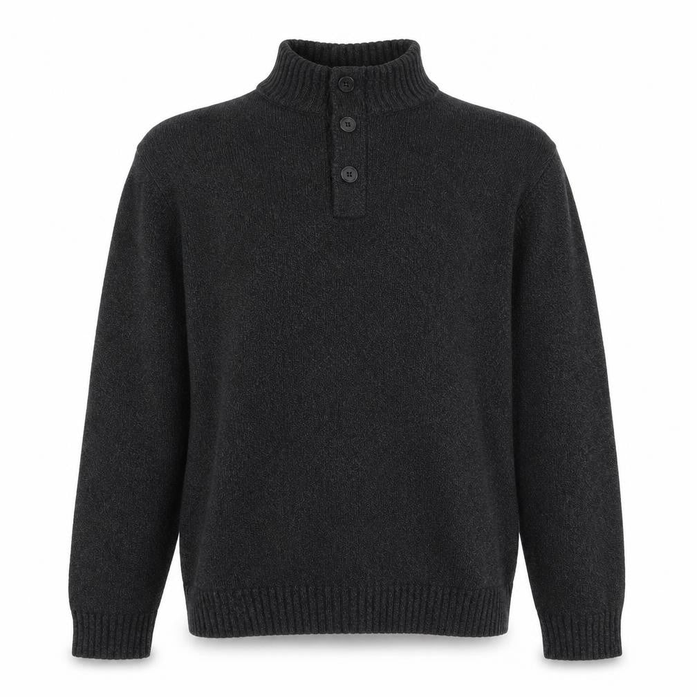 Chaps Men's Grey Cotton Henley Jumper XL High Neck Classic Knit