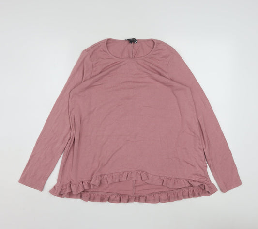 Clarity by Threadz Women's Pink Ruffle Hem Tunic Top Size S
