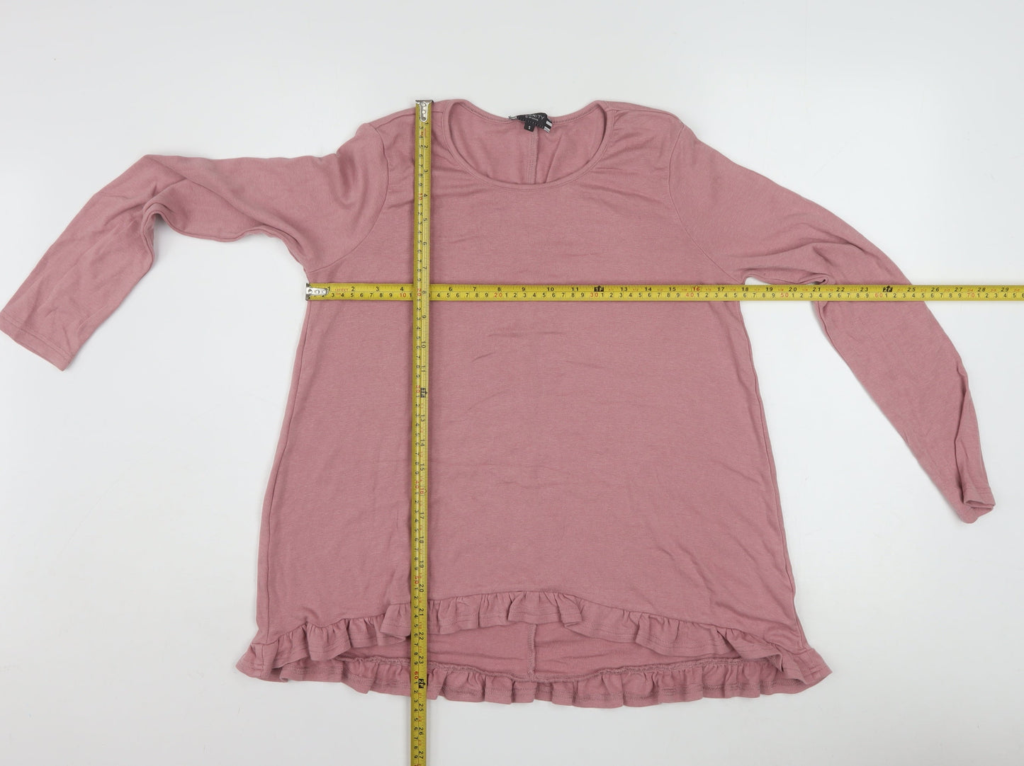 Clarity by Threadz Women's Pink Ruffle Hem Tunic Top Size S