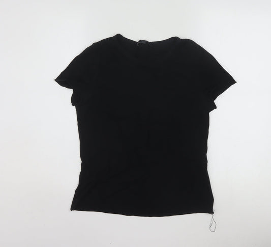 AllSaints Women's Black Cotton Slim Fit Short Sleeve T-Shirt Size M