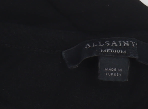AllSaints Women's Black Cotton Slim Fit Short Sleeve T-Shirt Size M