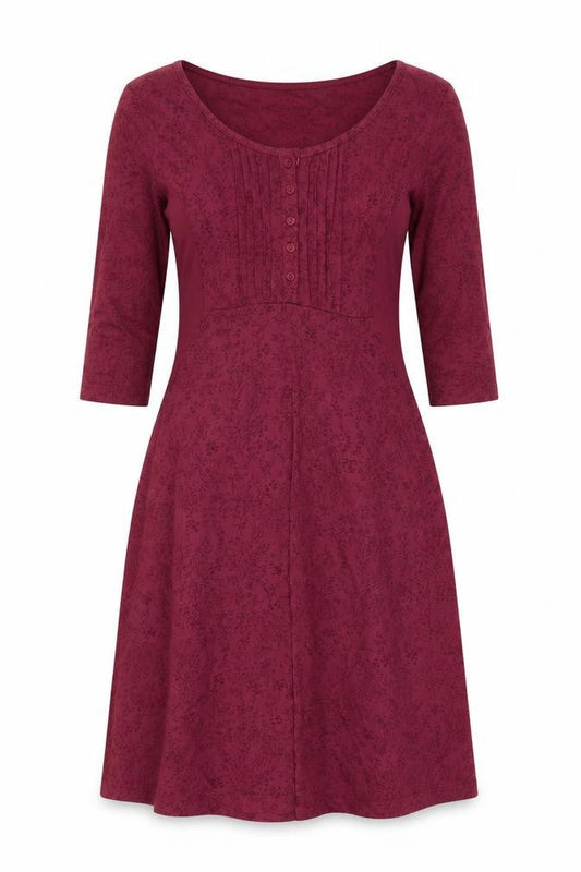 FatFace Women's Red Floral 3/4 Sleeve A-Line Dress Size 10
