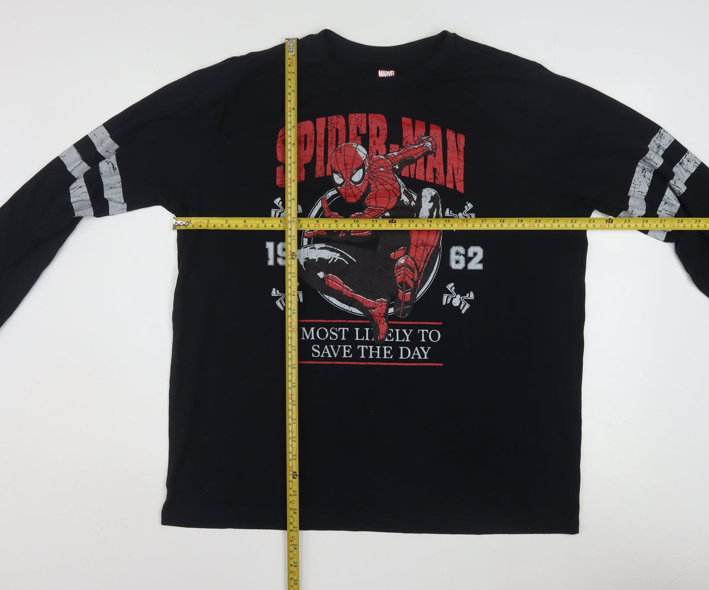 Marvel Men's Black Spider-Man Long Sleeve Graphic Shirt Size L