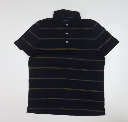 Banana Republic Men's Blue XL Striped Cotton Polo Shirt