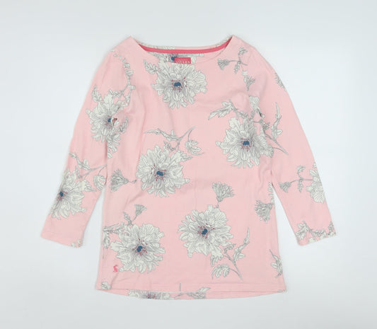 Joules Women’s Pink Floral 3/4 Sleeve Cotton T-Shirt Size 8