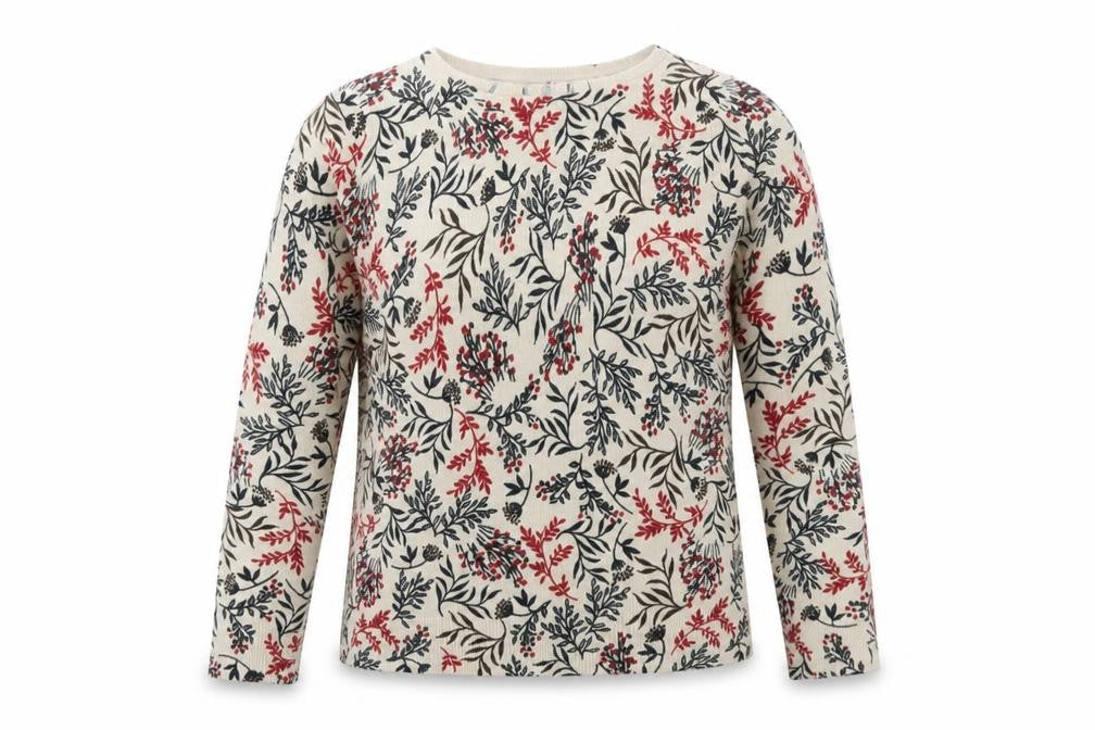 Maine New England Women's Beige Floral Knit Jumper Size 10