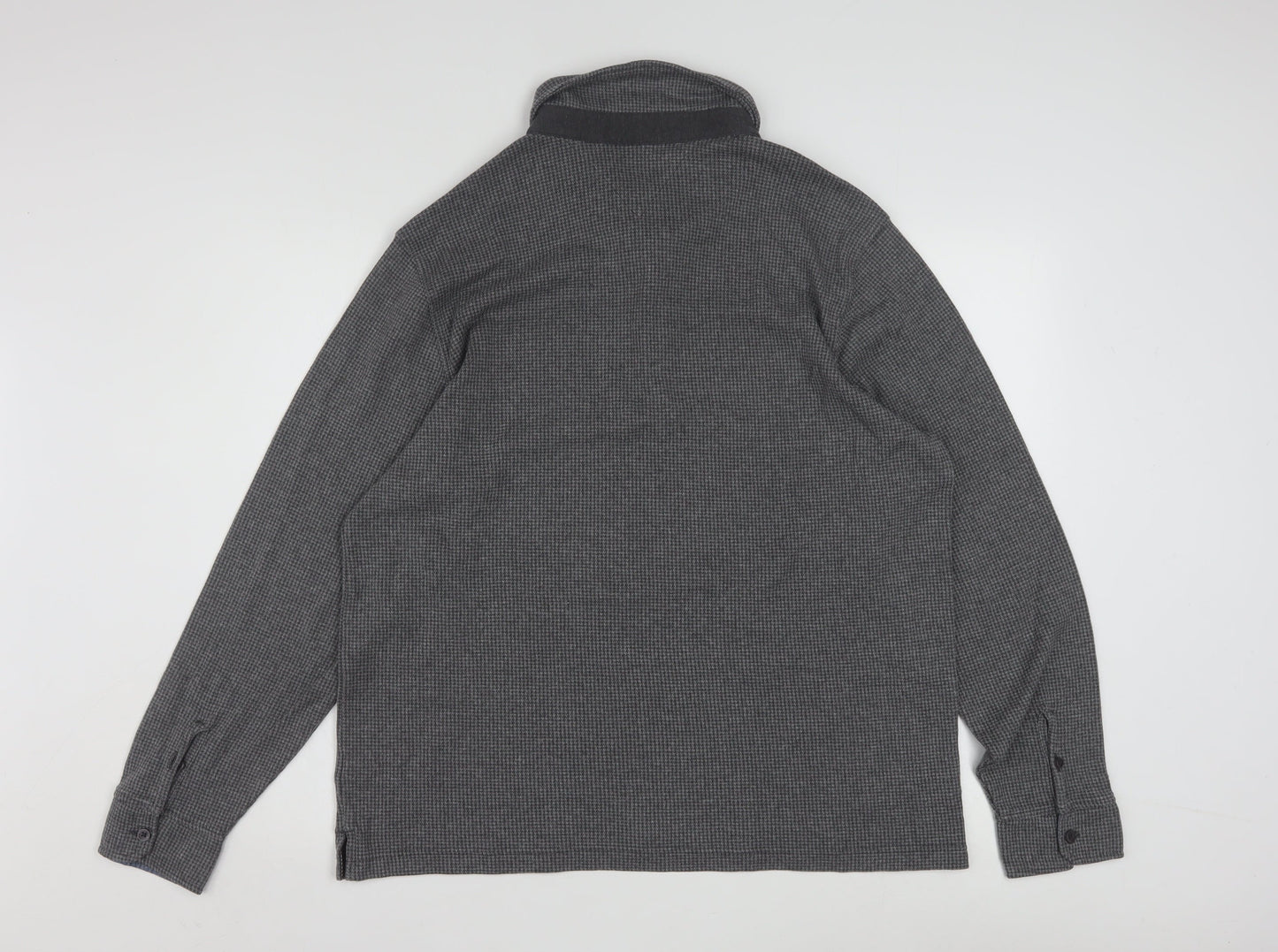 Lincoln Men's Grey Long Sleeve Button-Down Polo Shirt Size L
