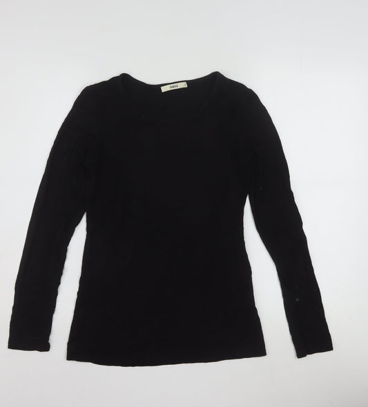 Oasis Womens Black Long Sleeve Scoop Neck Viscose Jersey Top Size S