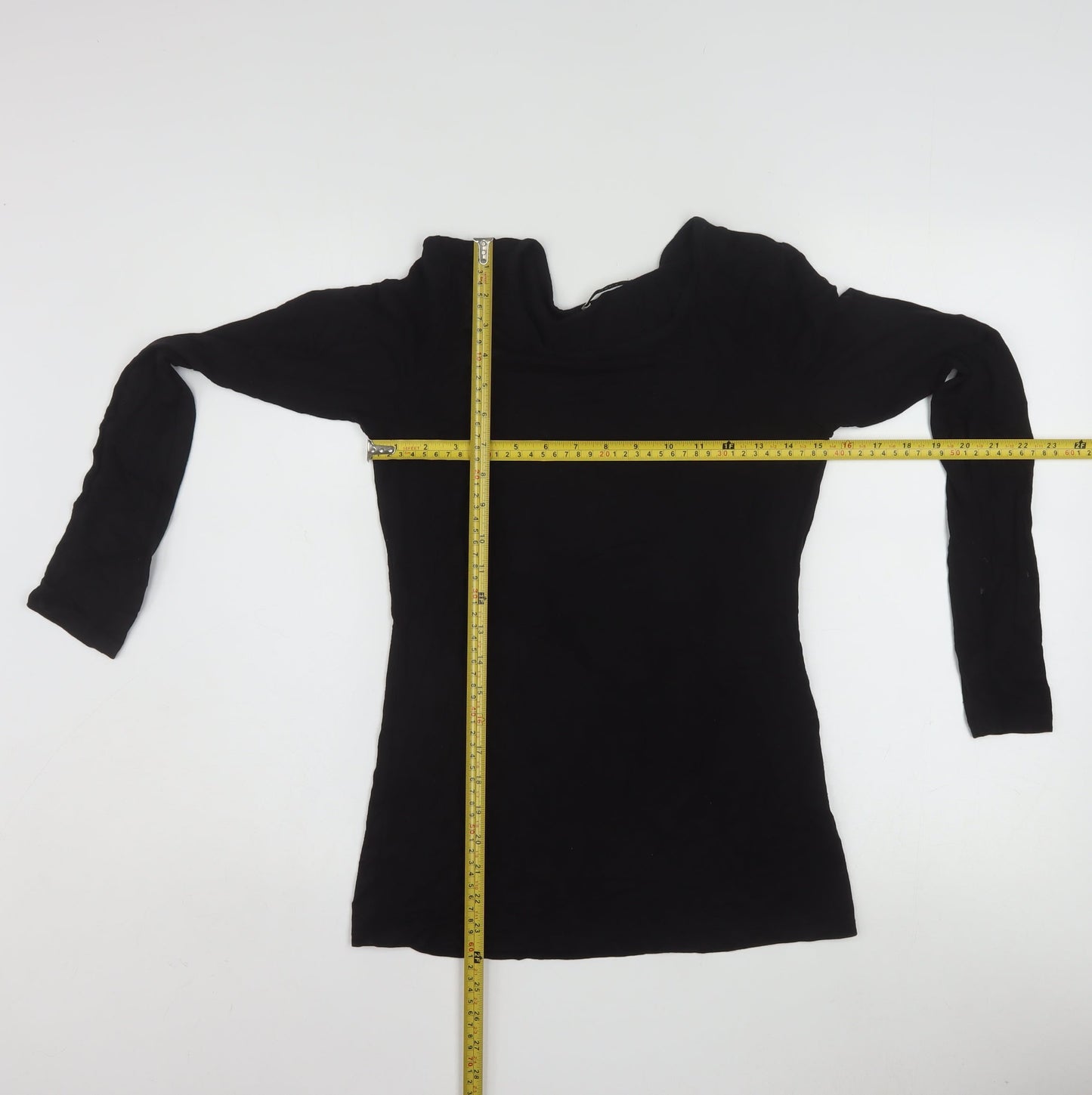 Oasis Womens Black Long Sleeve Scoop Neck Viscose Jersey Top Size S